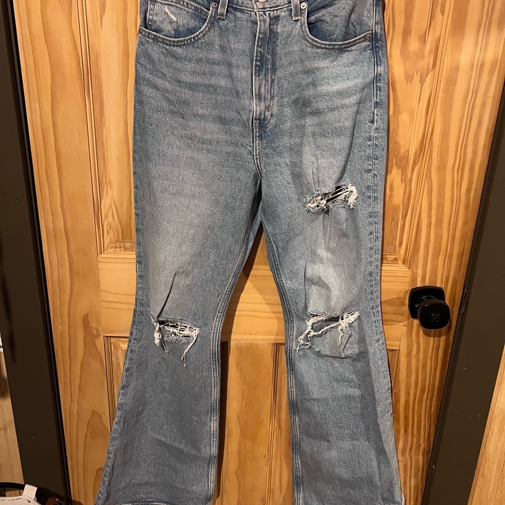 Levi's Blue Distressed Flare Jeans